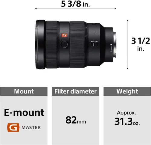 Miniatura 3 de Sony SEL2470GM Lente de cámara con montura en E: FE 24-70 mm F2.8 G Master de fotograma completo, lente de zoom estándar