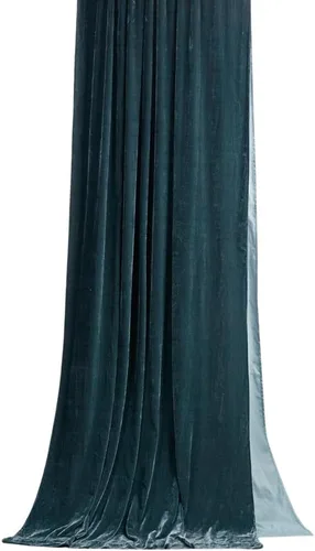 Miniatura 17 de Cortinas de terciopelo de seda sintética HiEnd Accents Stella, cortinas con bolsillo para barra, 48x108 pulgadas, negras, estilo romántico