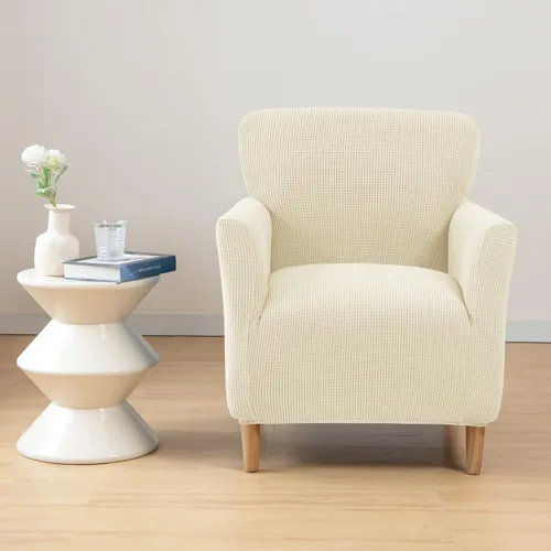 Miniatura 7 de LiveGo - Funda elástica para sillón de mediados de siglo moderno de 1 pieza, fundas de acento de jacquard para silla con brazos, fundas impermeables