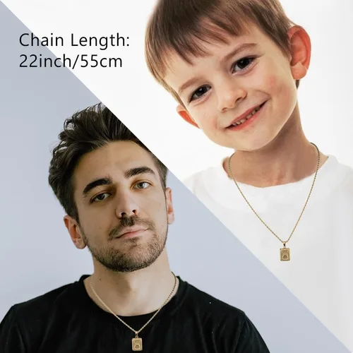 Miniatura 2 de SKQIR Collares de letra inicial para hombre, chapado en acero inoxidable, collar de letra pandent cuadrada A Z para mujer, collar de cruz