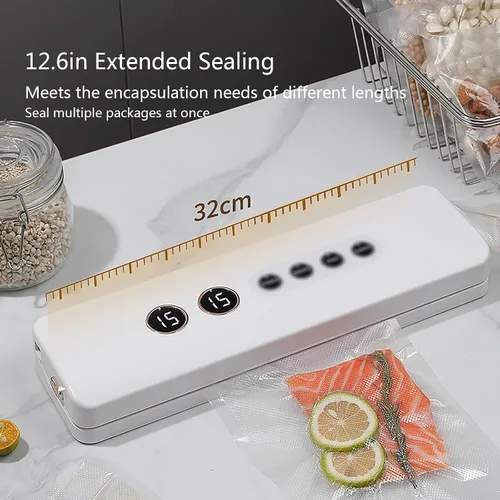 Miniatura 3 de Máquina selladora al vacío con diseño portátil inalámbrico para cocina, camping y RV, 3 modos de sellado con alimentos secos y húmedos (blanco)