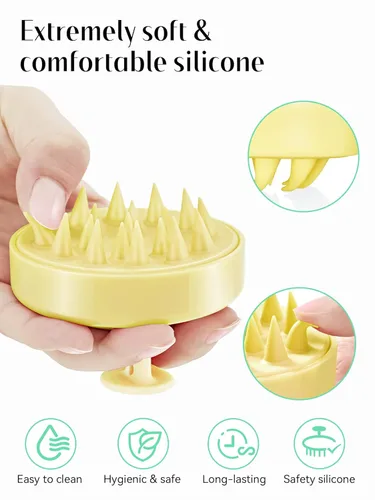Miniatura 33 de HEETA Masajeador de cuero cabelludo para el crecimiento del cabello, cepillo de champú exfoliante de cuero cabelludo de silicona suave para Rojo