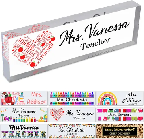 Miniatura 15 de Placa de nombre personalizada para escritorio de profesor para aula, placa de identificación personalizada para escritorios, placa de escritorio