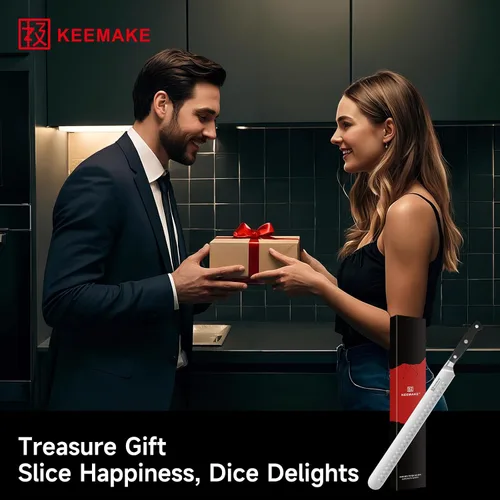 Miniatura 8 de Cuchillo para pechuga de KEEMAKE, cuchillo de trinchar de 12 pulgadas, cuchillos de corte alemanes de acero de hoja de navaja para carne con mango