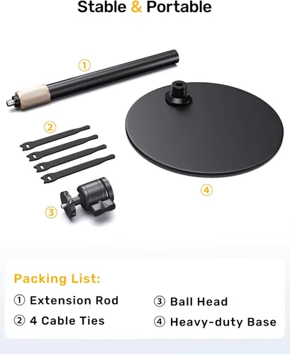 Miniatura 8 de Soporte de trípode para cámara web para escritorio de altura ajustable y soporte giratorio de 360° para cámara web compatible con Logitech Webcam