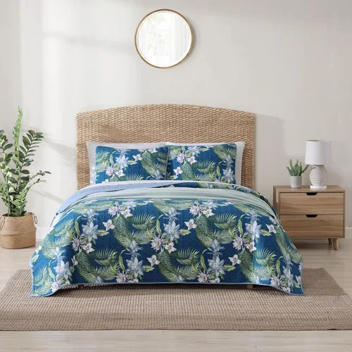 Miniatura 16 de Tommy Bahama - Juego de colcha tamaño Queen, ropa de cama reversible de algodón con fundas a juego, juego de ropa de cama transpirable para todas