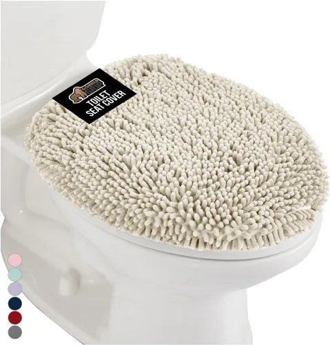 Miniatura 31 de GORILLA GRIP Funda gruesa de espuma viscoelástica para tapa y asiento de inodoro de baño, parte superior de terciopelo suave, lavable a máquina, Azul