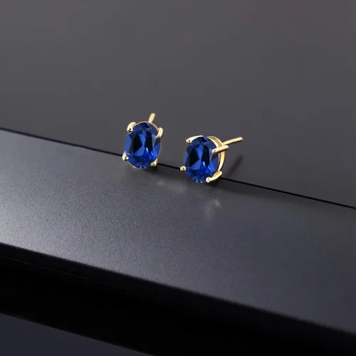 Miniatura 343 de Gem Stone King Aretes de oro de 14 quilates con piedra natal ovalada de 0.315 x 0.236 in Aretes de oro para mujer