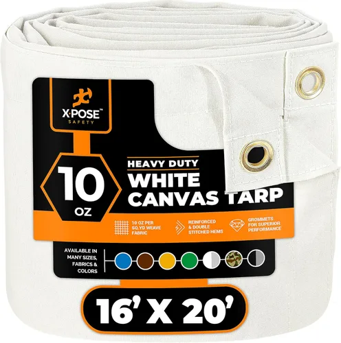 Miniatura 13 de Xpose Safety Lona de Lona - Lonas de Lona Verde de 10oz Resistentes al Agua con Ojales de Latón - Lona Multiusos para Exteriores para Campamento