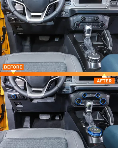 Miniatura 4 de Savadicar CKT01 Billet - Juegos de molduras de perillas de control de aluminio billet, faros/4WD/HVAC, biseles de anillos de perillas de control