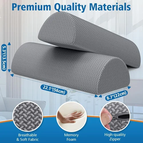Miniatura 2 de Almohada grande de rodilla para dormir de lado, almohada de espuma viscoelástica de media luna para piernas, almohada de elevación de cuña de diseño