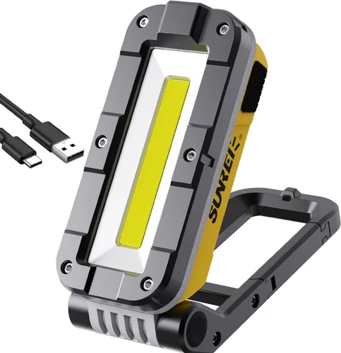 Miniatura 10 de SUNREI Luz de Trabajo Magnética LED de 1300LM con Atenuación Sin Escalones, Linterna Mecánica COB de 7800mAh, Reflector Recargable IPX65 con Gancho