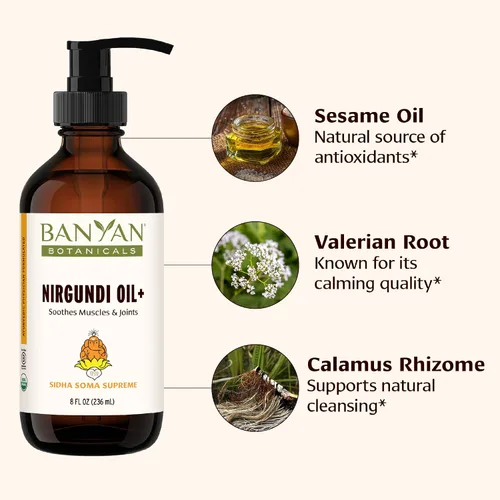 Miniatura 3 de Banyan Botanicals Nirgundi Oil+ - Aceite de hierbas ayurvédicas orgánicas - Limpieza y relajación - Aceite de masaje muscular y articular - 8 onzas
