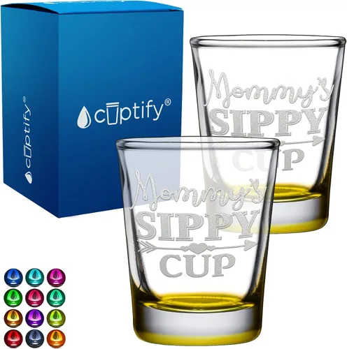 Miniatura 30 de Cuptify Regalos para baby shower, para la nueva mamá, EST 2023, 2 onzas, con fondo negro, juego de 2 vasos grabados para fiesta, regalo