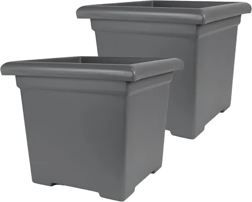 Miniatura 12 de The HC Companies Maceta cuadrada Accent con drenaje – Macetas clásicas para plantas de exterior y plantas de interior – Maceta cuadrada ligera