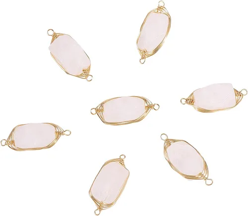 Miniatura 14 de LiQunSweet 10 piezas de eslabones de piedras preciosas de cristal de amatista natural, enlaces envueltos en alambre con alambres de latón dorado