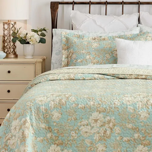 Miniatura 9 de Juego de colchas reversibles Brompton Serene de Laura Ashley, Algodón, Serene, gemelo