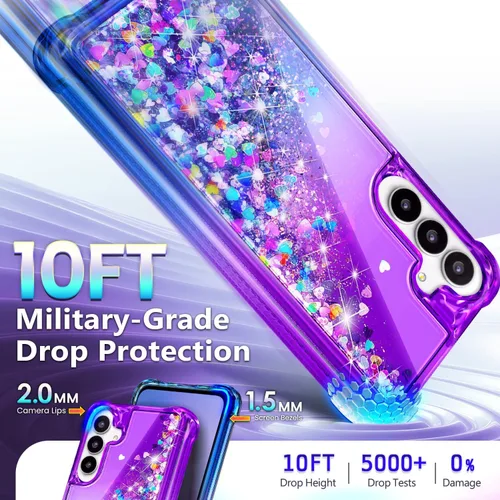 Miniatura 113 de NGB - Funda de teléfono diseñada para Samsung Galaxy S9+ Plus, morado/azul, con purpurina líquida para mujeres y niñas, con protector de pantalla