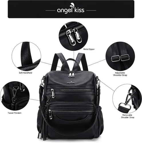 Miniatura 57 de Bolsos mochila monedero de piel sintética para mujer, bolsas con zíper, mochilas de hombro casuales