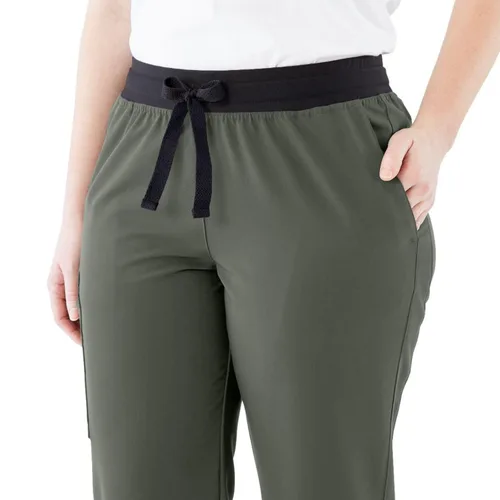 Miniatura 132 de ave. Varick - Pantalón médico de tiro medio para mujer, pierna recta, seis bolsillos, color azul caribeño, talla S