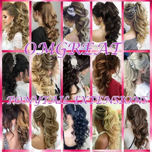 Miniatura 7 de OMGREAT Extensiones de cola de caballo largas con clip, extensiones sintéticas gruesas de 24 pulgadas para mujer, con garra de mandíbula, rubio