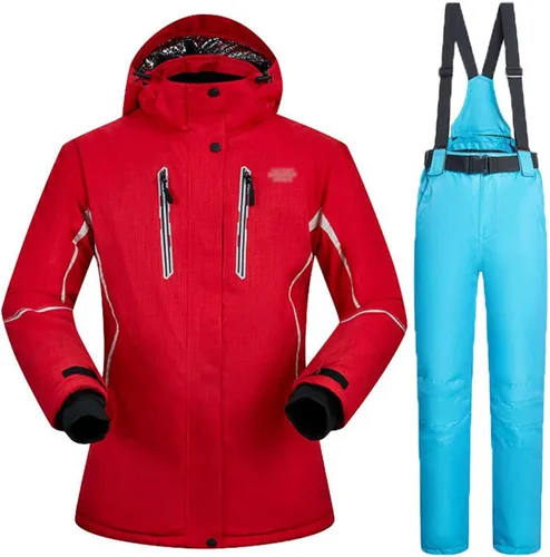 Miniatura 8 de Conjunto de chaquetas y pantalones de esquí para mujer, invierno al aire libre, talla grande, trajes de esquí cálidos con capucha, trajes de nieve E