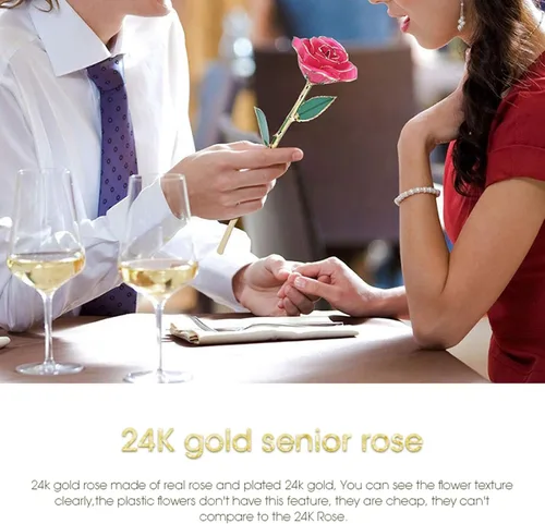 Miniatura 4 de Ejoyous Regalo de rosa para el día de la madre para mamá, rosa sumergida en oro de 24 quilates chapada en oro real preservada para siempre con Rosa