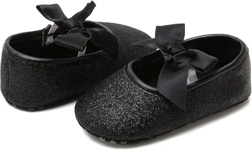 Miniatura 6 de myppgg Zapatos planos Mary Jane para bebé niña, con lazo brillante, vestido de princesa, zapatos de cuna antideslizantes para niños pequeños que
