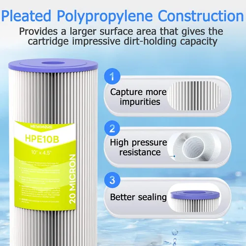Miniatura 3 de Cartucho de filtro de agua de 20 micrones para toda la casa, filtros de sedimentos plisados para agua de pozo, repuesto para cartuchos FXHSC