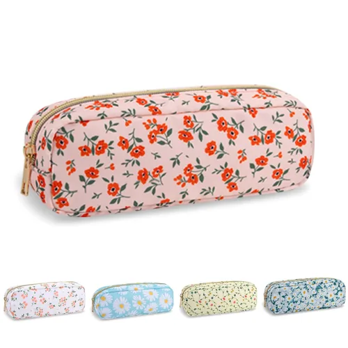 Miniatura 103 de Estuche pequeño para lápices y maquillaje para bolso, lindo estuche de lápices, bolsa de pinceles de maquillaje de nylon con cremallera, estuche