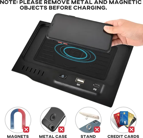 Miniatura 4 de Cargador inalámbrico de coche para Nissan Altima 2019-2024 2023 2022 2021 L34, accesorios USB-A USB-C para teléfono Altima S/SL/SV/SR