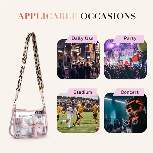 Miniatura 6 de Cartera de hombro transparente con correa de guitarra de Missnine, bolsa cruzada aprobada para estadio, bolsa de concierto para mujer de PVC