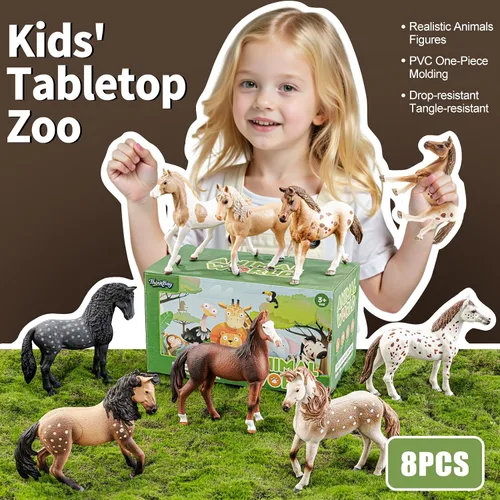 Miniatura 8 de 8 figuras de caballo grandes de 6 pulgadas, juguetes de animales para niños, figuras de animales de granja de plástico realistas, juguetes