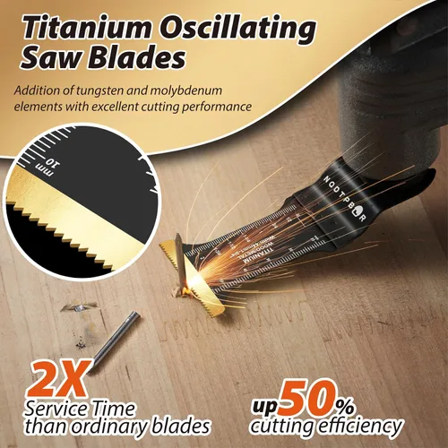 Miniatura 3 de 20 hojas de sierra oscilante de titanio, cuchillas oscilantes universales profesionales para uñas de metal, aluminio, cobre, metal y madera