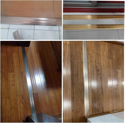 Miniatura 7 de ZIMGOD Tira de transición de piso de madera a azulejo, umbral plano de metal para pisos laminados, puertas, tiras de ribete de alfombras, carpeta