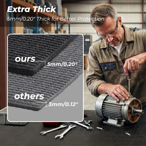 Miniatura 4 de PABUSIOR Foam Toolbox Shelf Liner: 5MM Thick Non-Slip Tool Box Liners for Drawer - Heavy Duty Cabinet Protector Mats for Kitchen Shelves Black 10" W