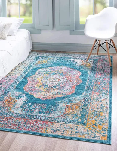 Miniatura 19 de Unique Loom Charm Collection - Alfombra de área bohemia, medallón, borde, pelo alto-bajo, moderna, tradicional, 5 pies 0 pulgadas x 8 pies 0 Gris