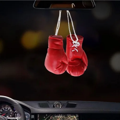 Miniatura 3 de 2 pares de mini guantes de boxeo en miniatura, bolsa de boxeo colgante, guantes decorativos de boxeo para espejo de coche, decoración de Navidad
