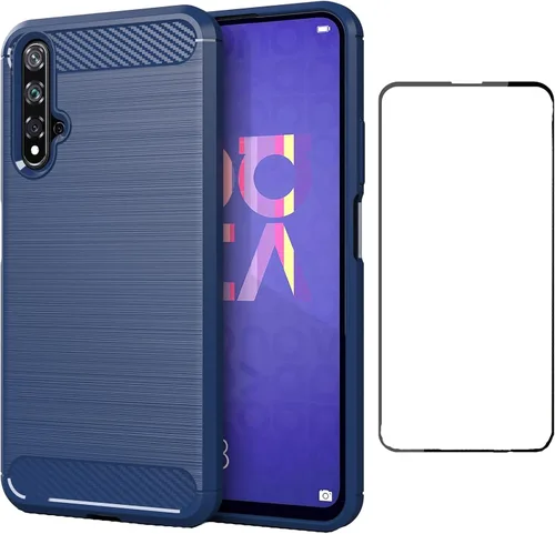 Asuwish Funda de teléfono para Huawei Nova 5T/Honor 20 con protector de pantalla de vidrio templado y accesorios para celulares, silicona TPU suave,