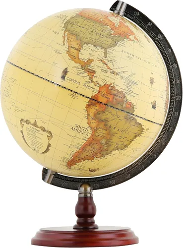 Miniatura 12 de Annova Globo antiguo de 5.5 pulgadas de diámetro – Decoración de escritorio educativa/geográfica/moderna – Arco y base de acero inoxidable