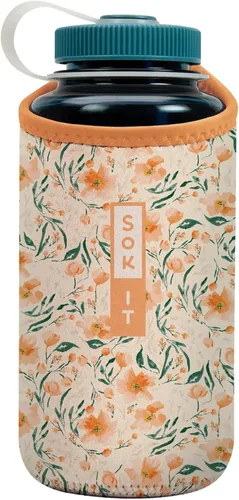 Miniatura 54 de Sok It BotlSok Funda para botella de agua con cubierta de neopreno aislante (Floral abstracto, se ajusta a CamelBak o Nalgene de 12 onzas)