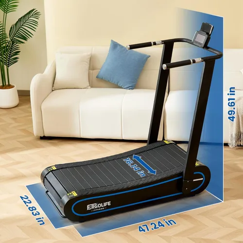 Miniatura 9 de ERGOLIFE Curved Treadmill with Non-Electric Motorized, 2-in-1 Folding Treadmill with APP for Home Workout, Compact Manual Walking Pad, Office