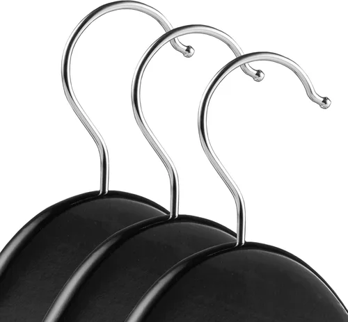 Miniatura 2 de Casafield - 40 Perchas de Madera Negra para Trajes - Madera de Loto Premium con Muescas y Gancho Giratorio Cromado para Ropa de Vestir, Abrigos