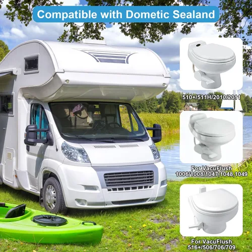 Miniatura 2 de 385311462 & 385310063 Kit de sellado de brida de inodoro para RV, compatible con sellador/VacuFlush, 385316140,385311462 RV Flush Seal y 385310063