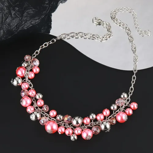 Miniatura 4 de Collares con colgante de cadena corta para mujer, joyería de moda de plata con perlas y cuentas de cristal, regalos de cumpleaños para mujer