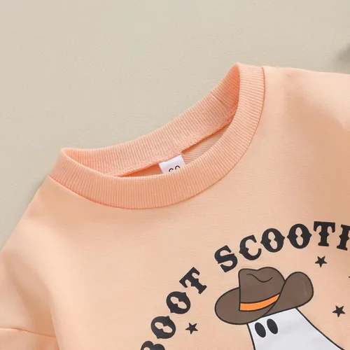 Miniatura 66 de Adobabirl Traje de Halloween para bebé, sudadera de fantasma, calabaza, mameluco, suéter de gran tamaño, lindo para otoño e invierno