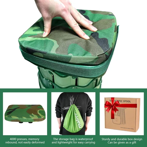 Miniatura 2 de Taburete plegable con asiento acolchado, taburete plegable portátil fácil de transportar para adultos, taburete plegable rápido resistente con bolsa