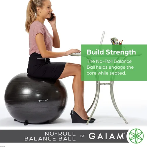 Miniatura 4 de Gaiam - Silla de bola de equilibrio, silla de oficina ergonómica sin rollo y silla de bola de yoga para escritorio de oficina en casa con guía