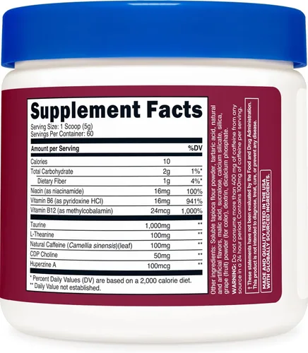 Miniatura 5 de Nutricost Bebida energética en polvo (uva) (60 porciones) – Suplemento preentrenamiento con sabores naturales – Sin OMG, sin gluten