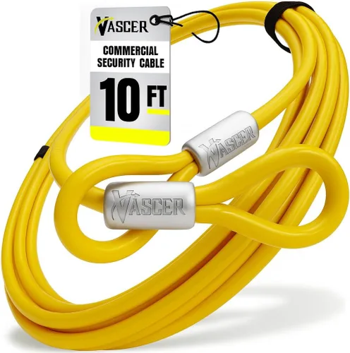 Miniatura 12 de Vascer Cable de seguridad antirrobo de acero galvanizado trenzado de alta resistencia comercial con extremos en bucle.